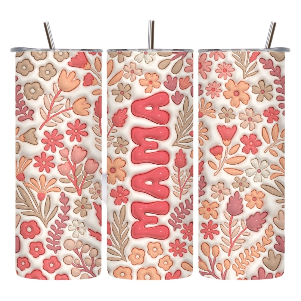 Floral Mama Tumbler with Straw